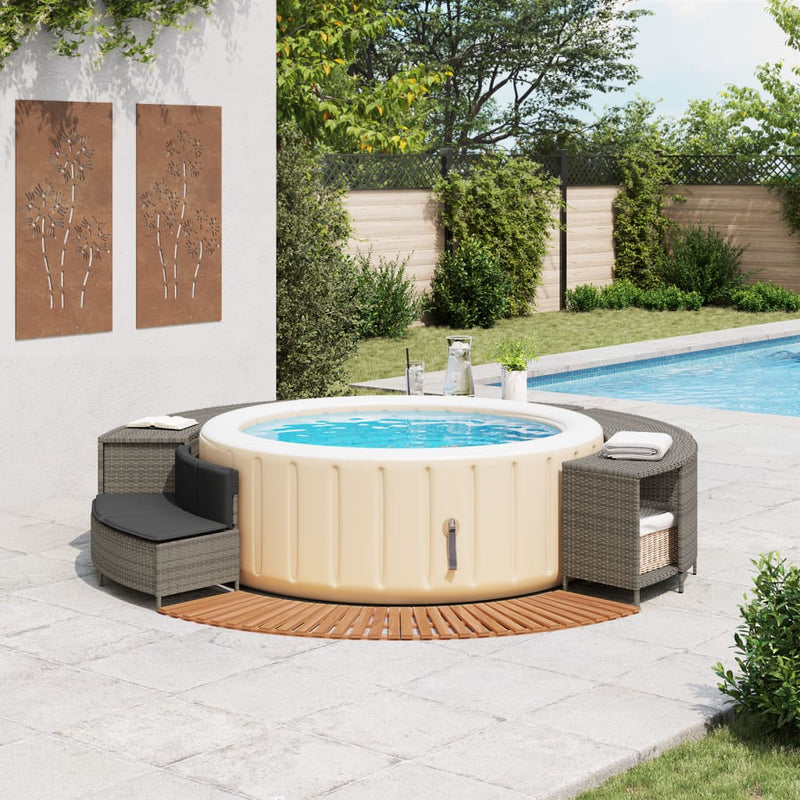 vidaXL szürke polyrattan és tömör akácfa jakuzzi-keret
