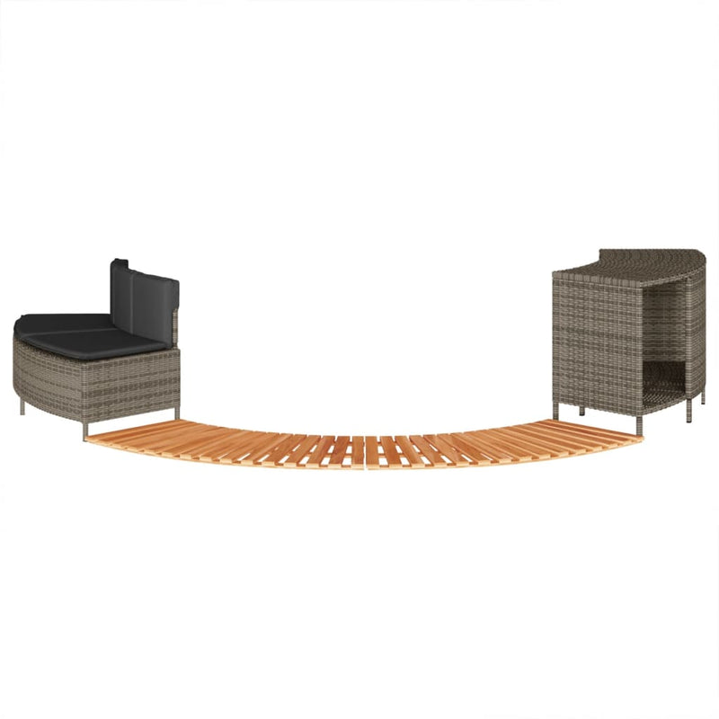 vidaXL szürke polyrattan és tömör akácfa jakuzzi-keret