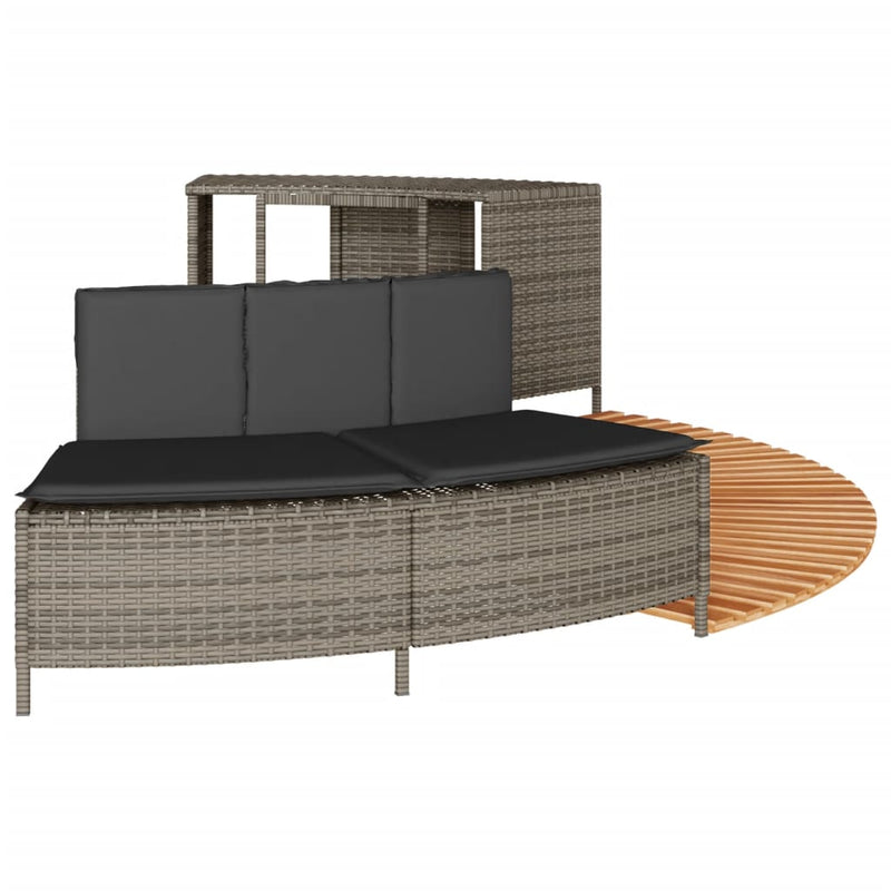 vidaXL szürke polyrattan és tömör akácfa jakuzzi-keret