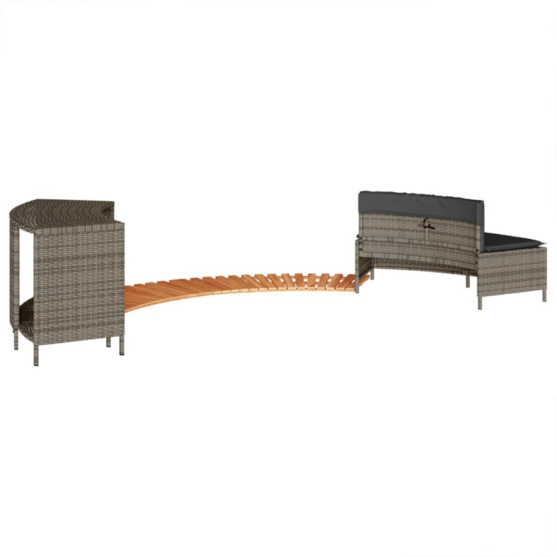 vidaXL szürke polyrattan és tömör akácfa jakuzzi-keret