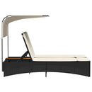 vidaXL fekete polyrattan dupla napozóágy tetővel és párnával