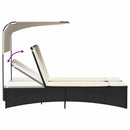 vidaXL fekete polyrattan dupla napozóágy tetővel és párnával