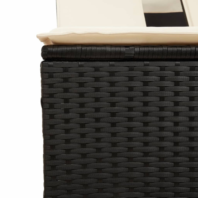 vidaXL fekete polyrattan dupla napozóágy tetővel és párnával