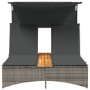 vidaXL szürke polyrattan dupla napozóágy tetővel és párnával