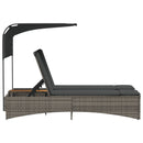 vidaXL szürke polyrattan dupla napozóágy tetővel és párnával