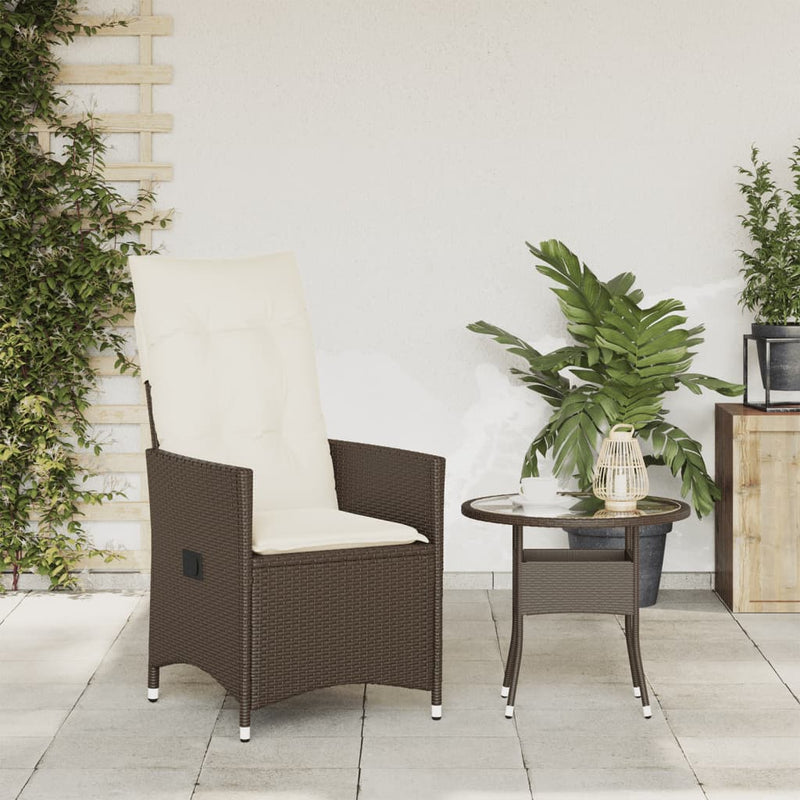 vidaXL barna polyrattan dönthető kerti szék párnákkal