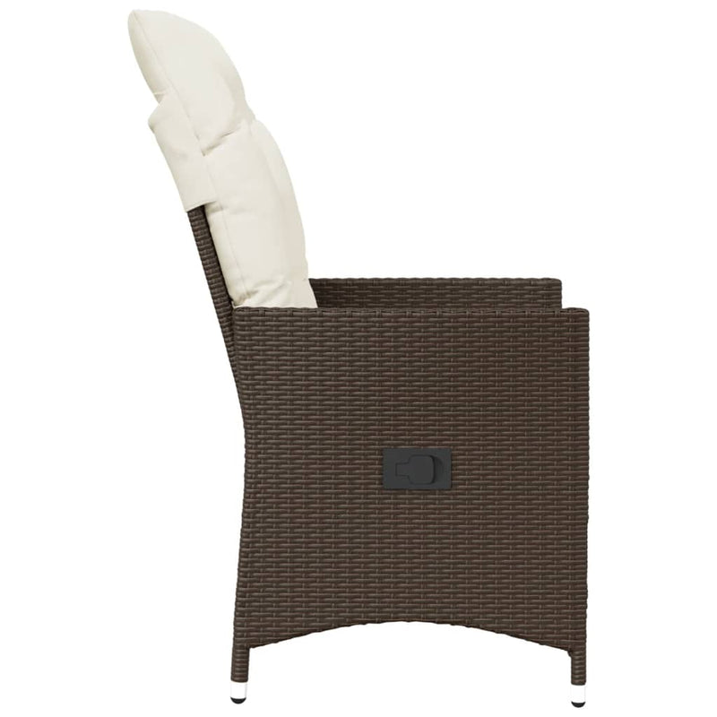 vidaXL barna polyrattan dönthető kerti szék párnákkal