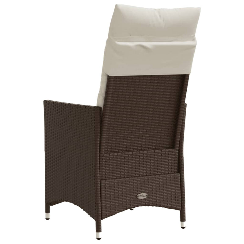 vidaXL barna polyrattan dönthető kerti szék párnákkal