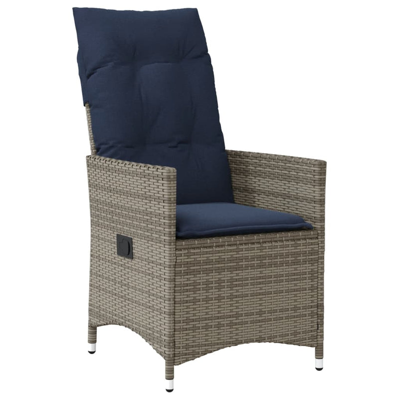 vidaXL szürke polyrattan dönthető kerti szék párnákkal