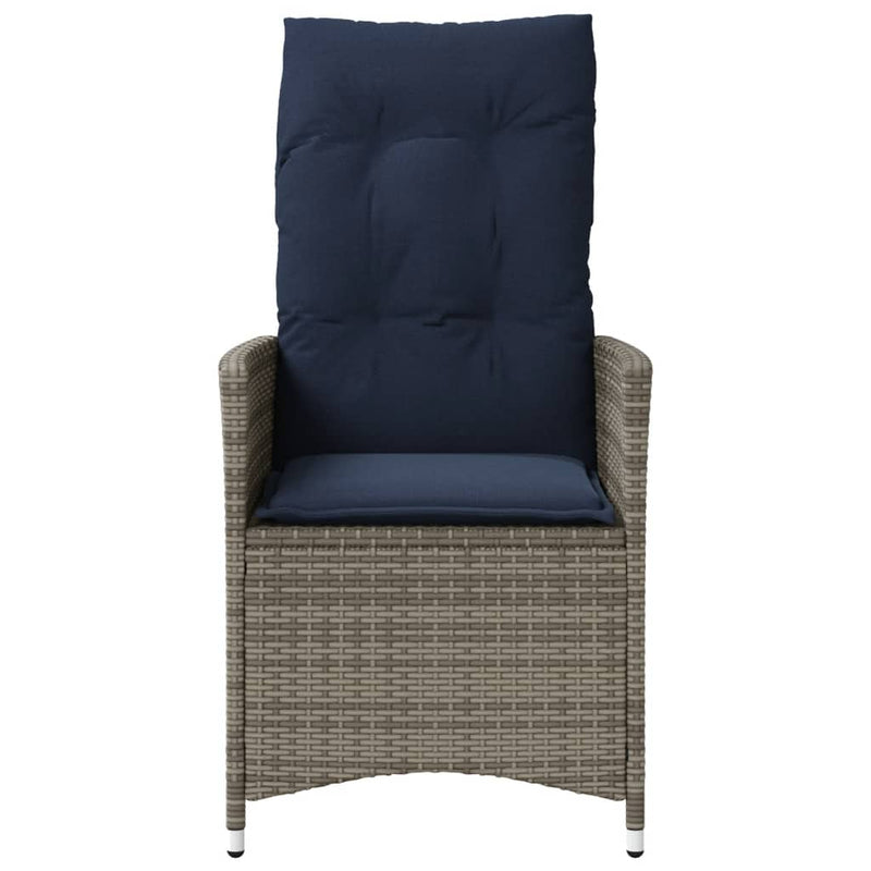 vidaXL szürke polyrattan dönthető kerti szék párnákkal