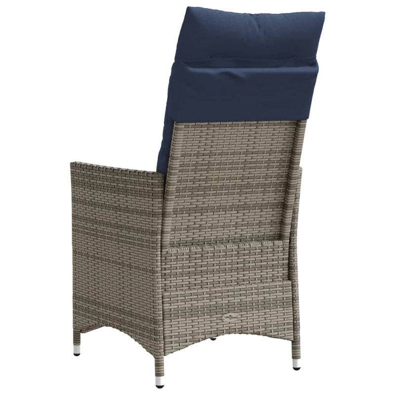vidaXL szürke polyrattan dönthető kerti szék párnákkal