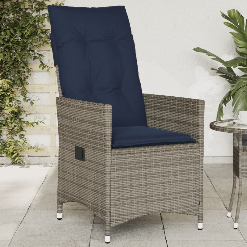 vidaXL szürke polyrattan dönthető kerti szék párnákkal