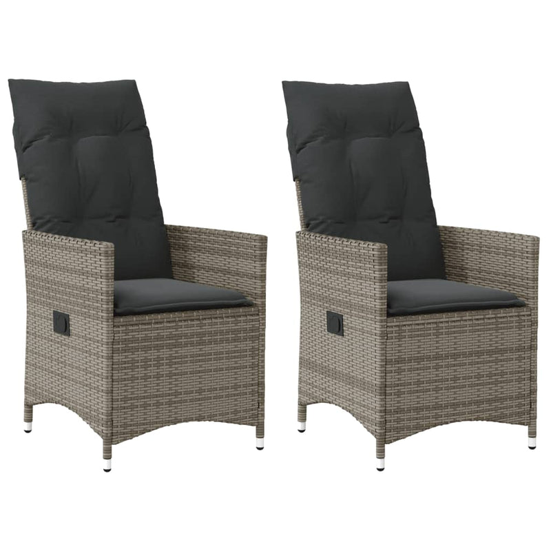vidaXL 2 db szürke polyrattan dönthető kerti szék párnákkal