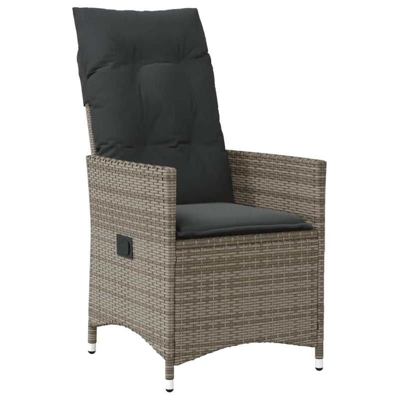 vidaXL 2 db szürke polyrattan dönthető kerti szék párnákkal