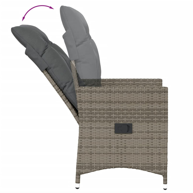 vidaXL 2 db szürke polyrattan dönthető kerti szék párnákkal