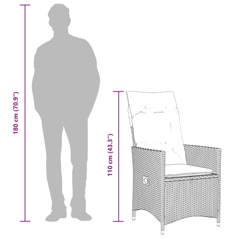 vidaXL 2 db bézs polyrattan dönthető kerti szék párnákkal