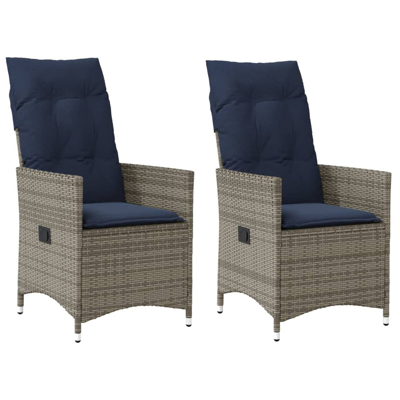 vidaXL 2 db szürke polyrattan dönthető kerti szék párnákkal