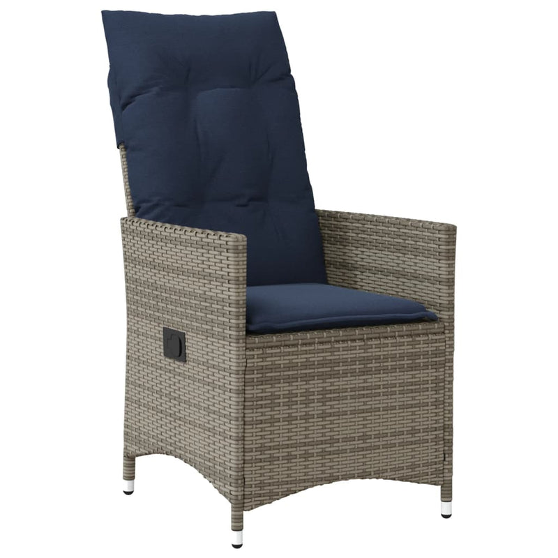 vidaXL 2 db szürke polyrattan dönthető kerti szék párnákkal