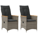 vidaXL 2 db szürke polyrattan dönthető kerti szék párnákkal