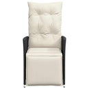 vidaXL fekete polyrattan dönthető kerti szék párnával