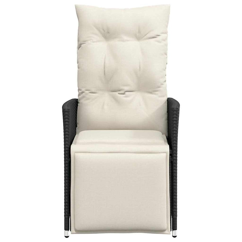 vidaXL fekete polyrattan dönthető kerti szék párnával