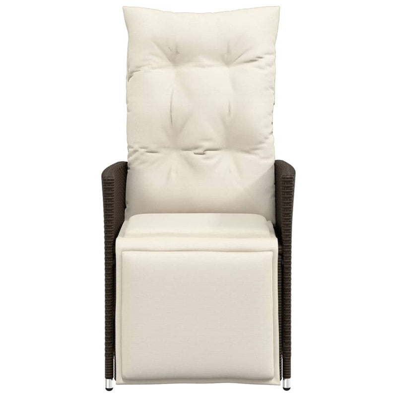 vidaXL barna polyrattan dönthető kerti szék párnákkal