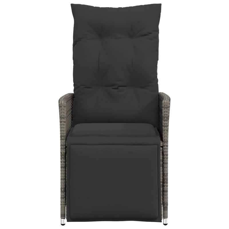 vidaXL szürke polyrattan dönthető kerti szék párnákkal