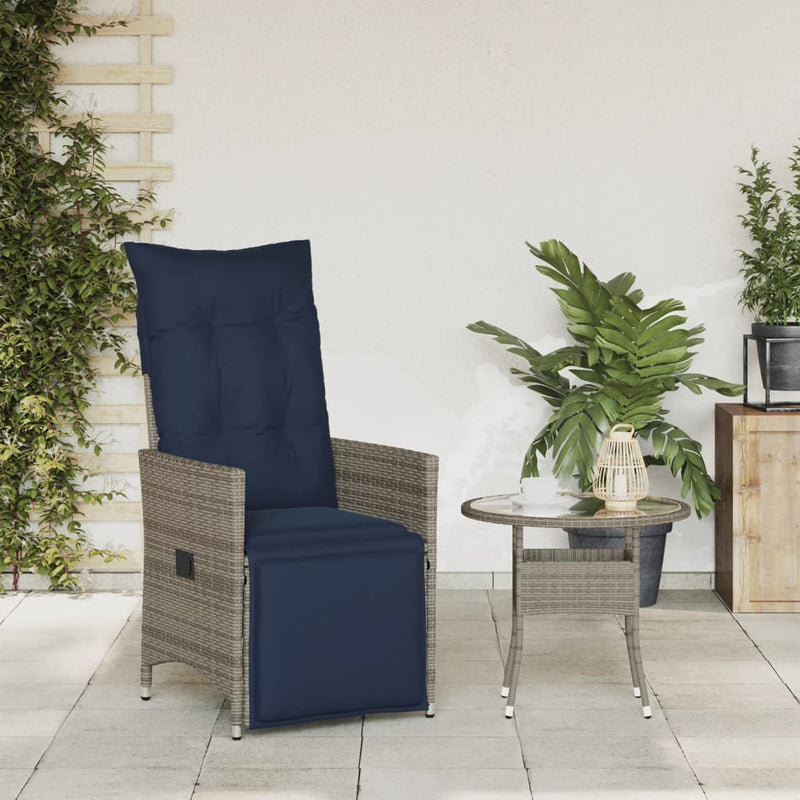vidaXL szürke polyrattan dönthető kerti szék párnákkal