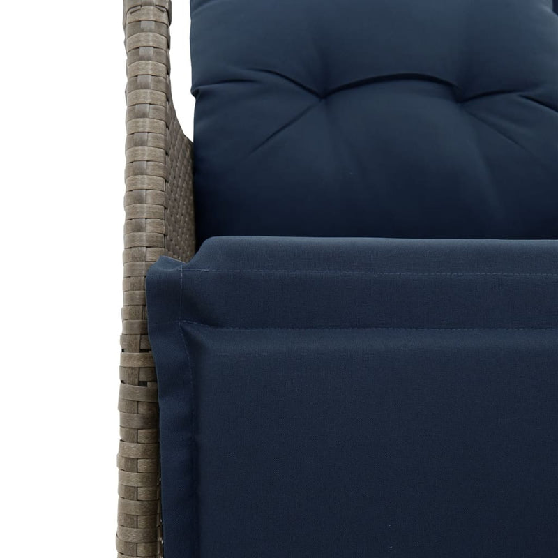 vidaXL szürke polyrattan dönthető kerti szék párnákkal