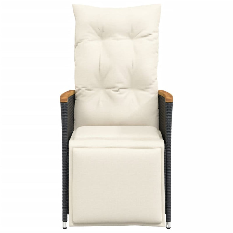 vidaXL fekete polyrattan dönthető kerti szék párnával