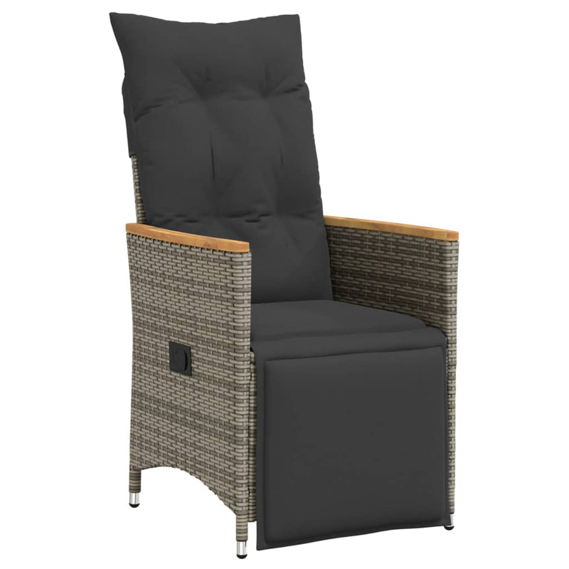 vidaXL szürke polyrattan dönthető kerti szék párnákkal