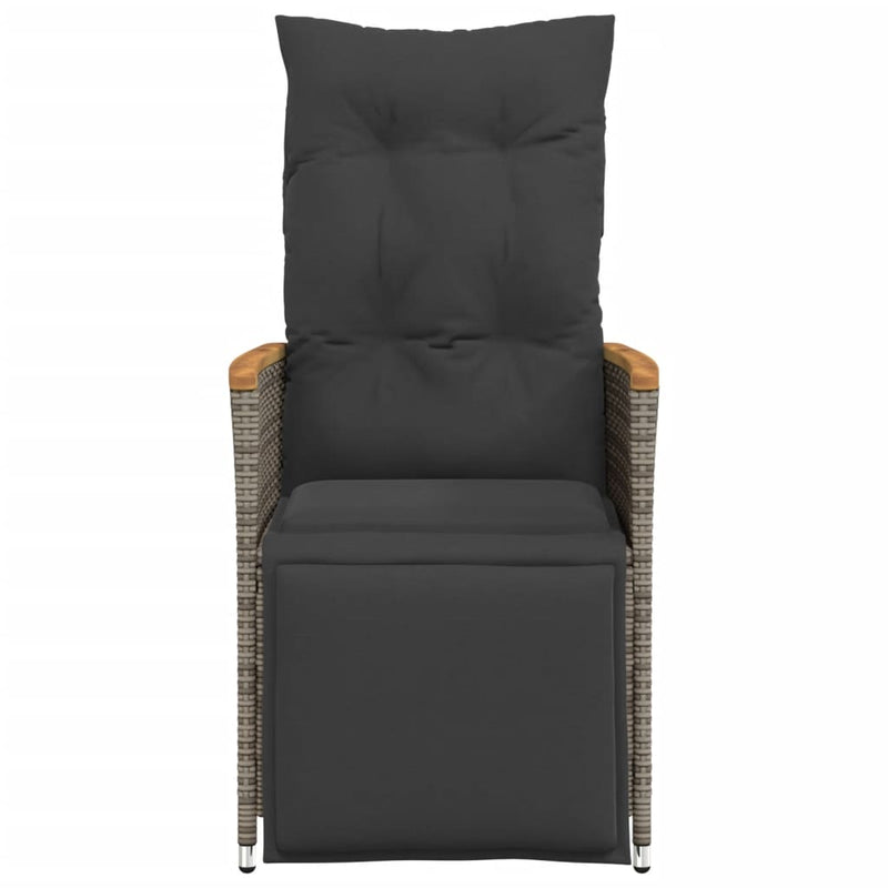 vidaXL szürke polyrattan dönthető kerti szék párnákkal