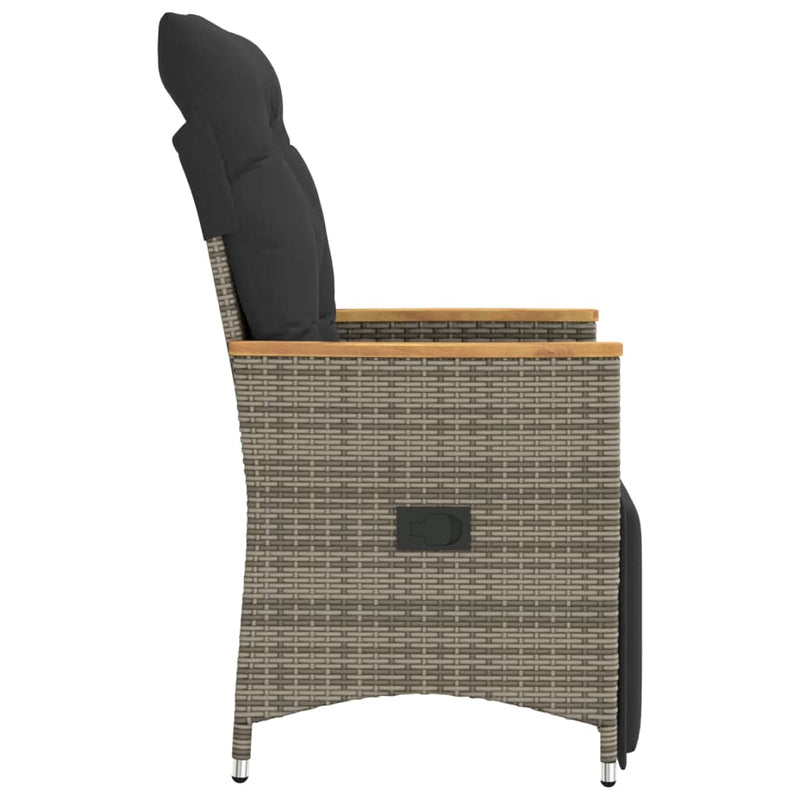 vidaXL szürke polyrattan dönthető kerti szék párnákkal