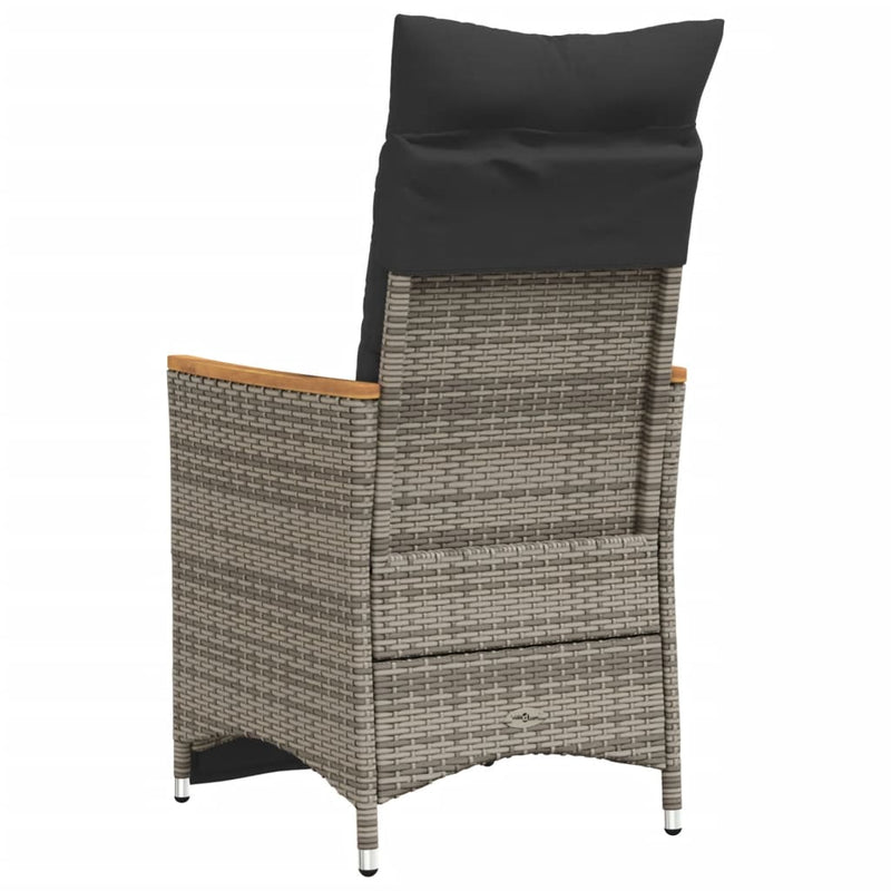 vidaXL szürke polyrattan dönthető kerti szék párnákkal