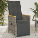 vidaXL szürke polyrattan dönthető kerti szék párnákkal