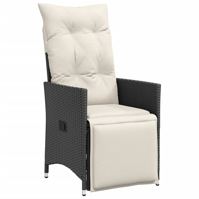 vidaXL 2 db fekete polyrattan dönthető kerti szék párnával