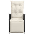 vidaXL 2 db fekete polyrattan dönthető kerti szék párnával