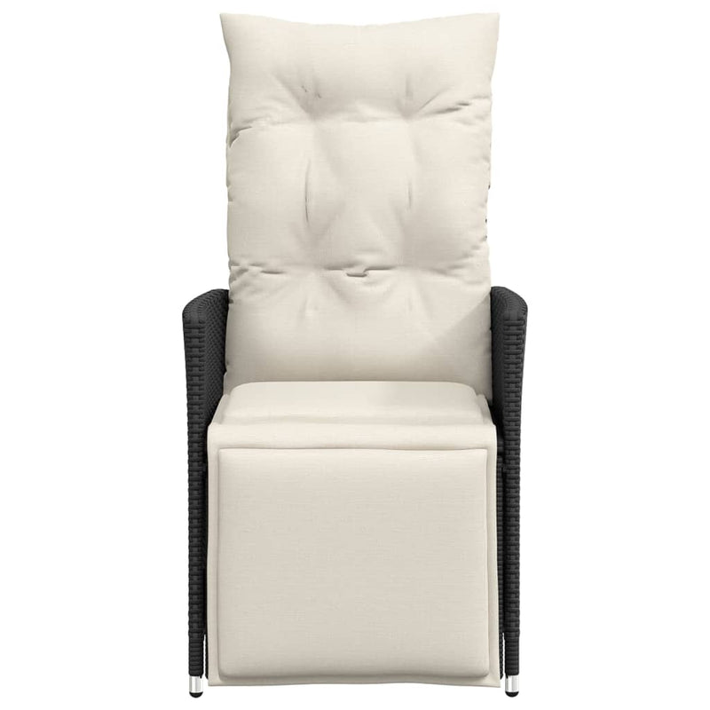 vidaXL 2 db fekete polyrattan dönthető kerti szék párnával