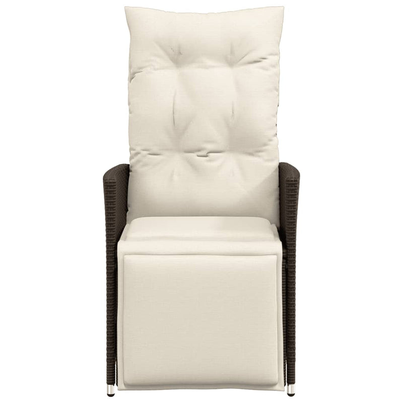 vidaXL 2 db barna polyrattan dönthető kerti szék párnákkal