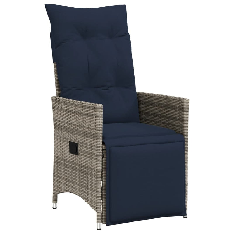 vidaXL 2 db szürke polyrattan dönthető kerti szék párnákkal