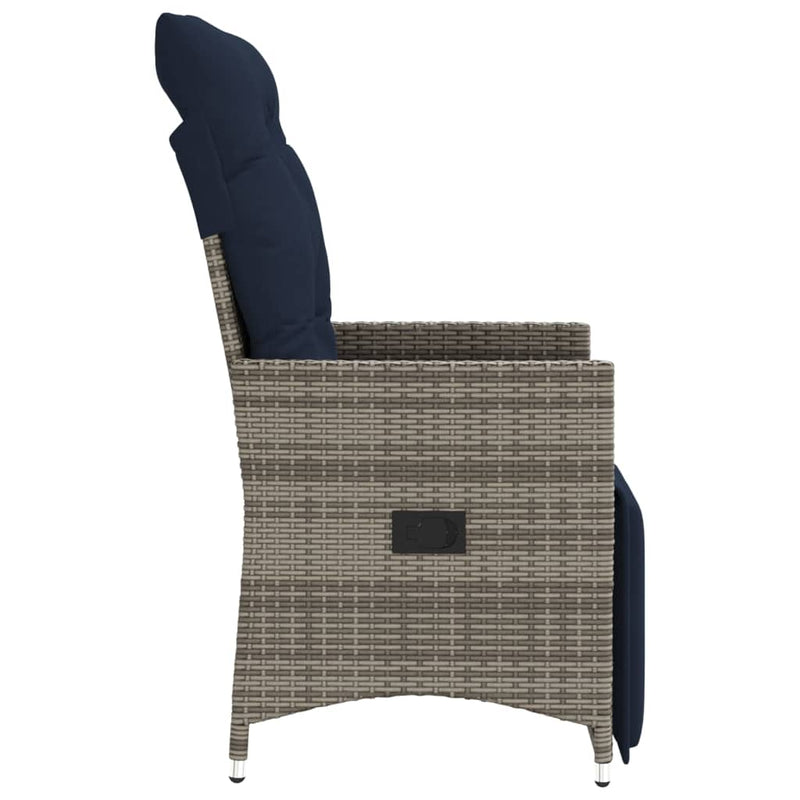 vidaXL 2 db szürke polyrattan dönthető kerti szék párnákkal