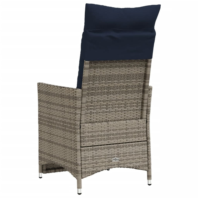 vidaXL 2 db szürke polyrattan dönthető kerti szék párnákkal