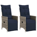 vidaXL 2 db szürke polyrattan dönthető kerti szék párnákkal