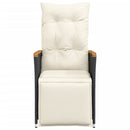 vidaXL 2 db fekete polyrattan dönthető kerti szék párnával