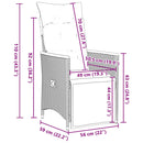 vidaXL 2 db szürke polyrattan dönthető kerti szék párnákkal