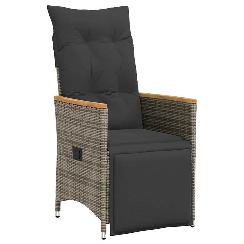 vidaXL 2 db szürke polyrattan dönthető kerti szék párnákkal