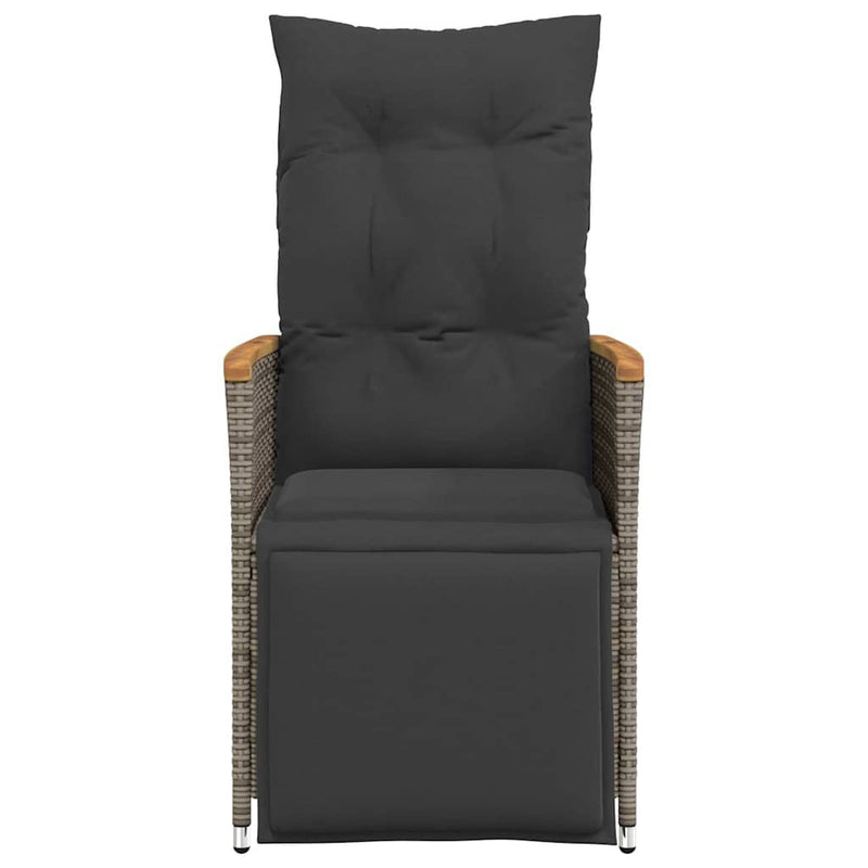 vidaXL 2 db szürke polyrattan dönthető kerti szék párnákkal