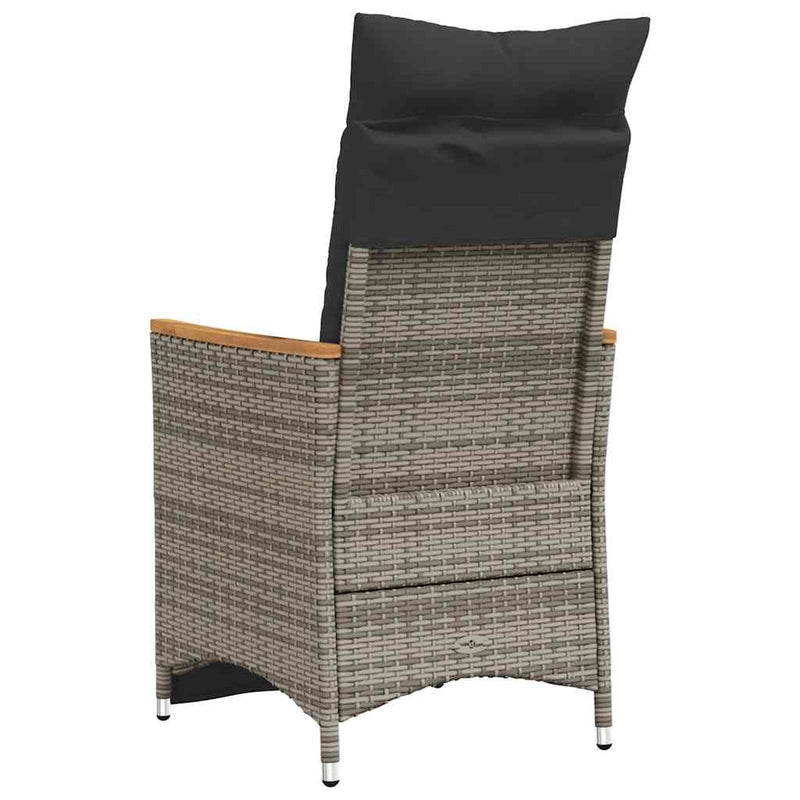 vidaXL 2 db szürke polyrattan dönthető kerti szék párnákkal