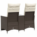 vidaXL 2 személyes barna polyrattan dönthető kerti kanapé asztallal