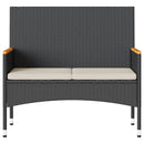 vidaXL 2 személyes fekete polyrattan kerti pad párnával és asztallal